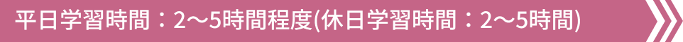 平日学習時間：2～5時間程度(休日学習時間：2～5時間